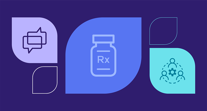 Icons that convey integrated medical and pharmacy benefits